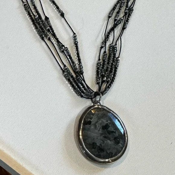 Silpada Sterling Silver Stormy Night Feldspar Pendent on Multi-strand Necklace - Picture 2 of 5